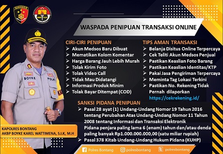 Waspada Penipuan Online, Kapolres Bontang Himbau Masyarakat