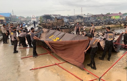 Kebakaran Rawa Indah, Polisi Dirikan Posko Di Lokasi Kebakaran
