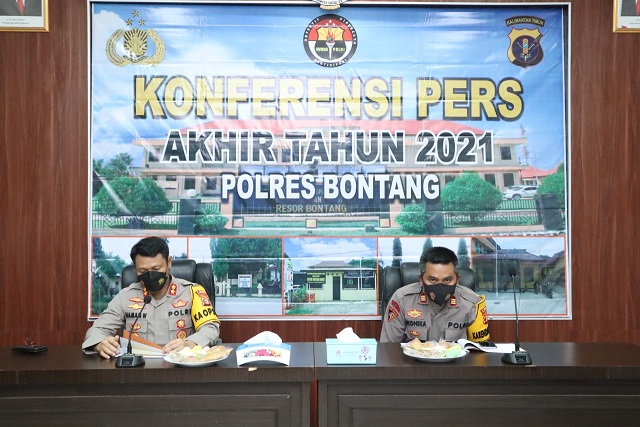 Polres Bontang Gelar Konferensi Pers Akhir Tahun 2021, Kriminalitas Menurun