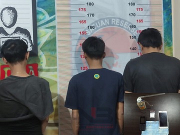 Polisi Tangkap 3 Orang Pria Pengedar Sabu , Sita Barang Bukti 6 Gram Sabu