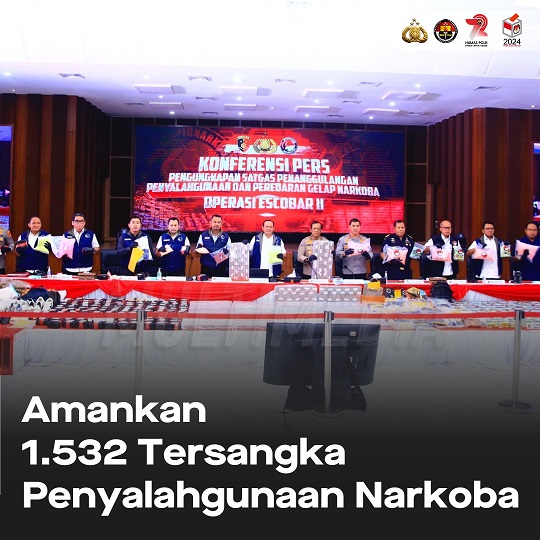 Amankan 1.532 Tersangka Penyalahgunaan Narkoba #JagaKedaulatanNegeri