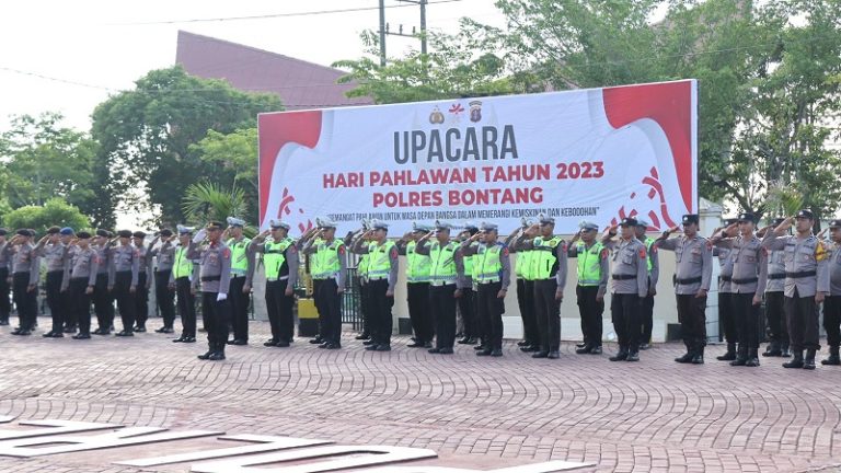 Polres Bontang Gelar Upacara Hari Pahlawan Tahun 2023, Semangat para pahlawan Harus Kita Teladani