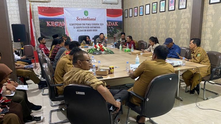 Waka Polsek Muara Badak Hadiri Sosialisasi Kewaspadaan Dini Pemilu Serentak 2024: Diperlukan Partisiapsi Masyarakat