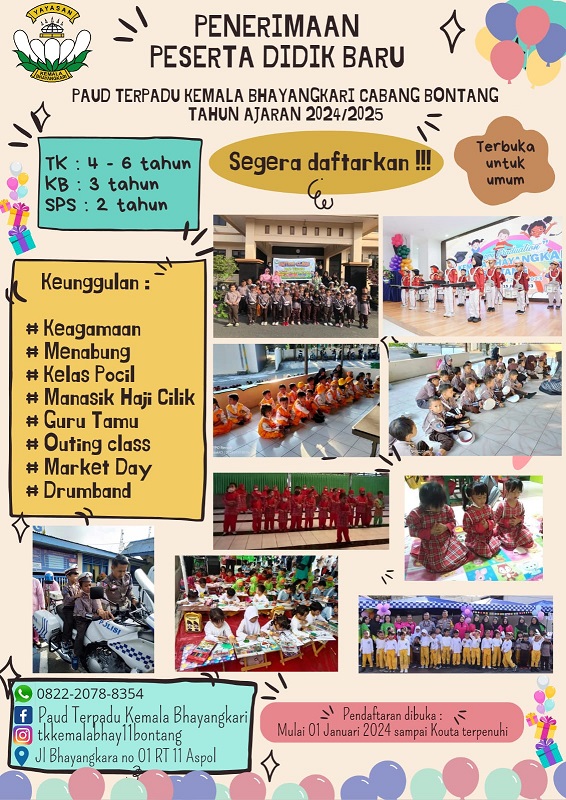 Polres Bontang Gelorakan Pendidikan Anak Usia Dini, Yayasan Kemala Bhayangkari Cabang Bontang Gelar PPDB th 2024
