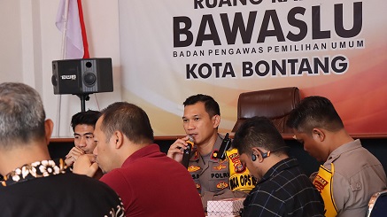 Rakor Pengawasan Masa Tenang Pemilu 2024 Polres Bontang Siap Berikan Bantuan Pengamanan