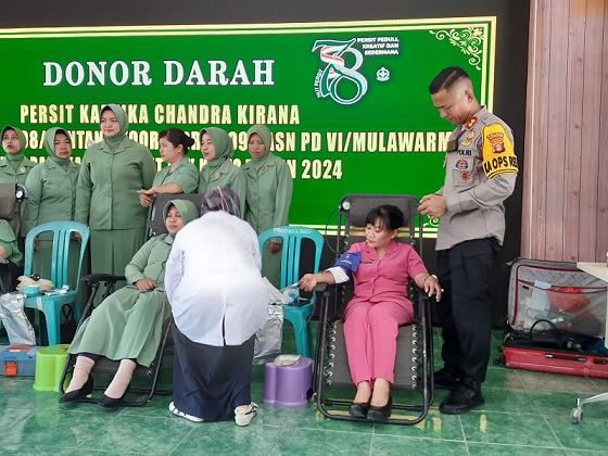 Polres Bontang dan Bhayangkari Mengikuti Donor Darah di HUT ke-78 Persit Kartika Candraa Kiran