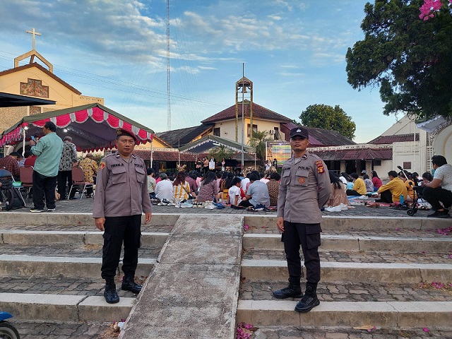 Lindungi dan Ayomi Jemaat, Polsek Bontang Utara Amankan Perayaan Paskah