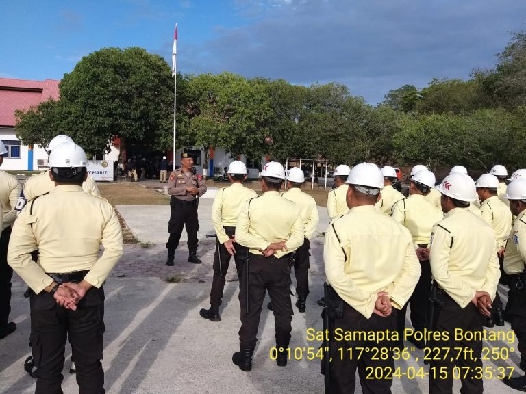 Jaga Sinergitas Sat Pam Obvit Polres Bontang laksanakan Apel Gabungan Bersama Pam Internal Kamtib PT Pupuk Kaltim