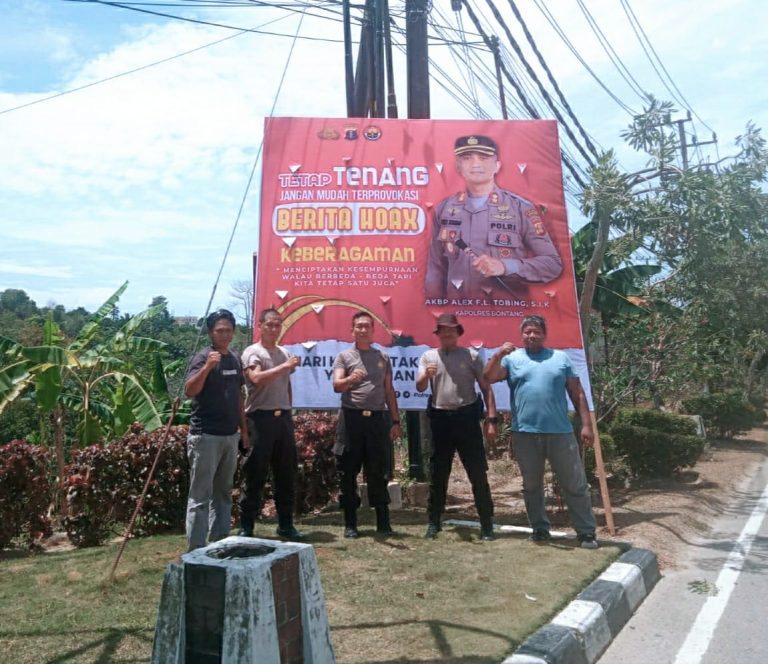Cegah Berita Hoax, Polsek Bontang Barat pasang Spanduk Himbauan Kapolres Bontang