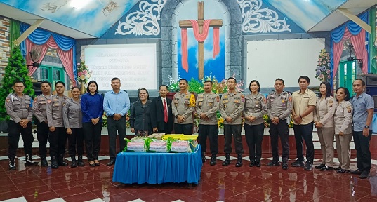 Sinergi bersama Komunitas Keagamaan, Minggu Kasih Kapolres Bontang digelar di Gereja Eben Haezer Gunung Telihan