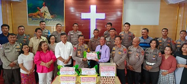Kegiatan Minggu Kasih Kapolres Bontang di Gereja Pantekosta Persekutuan Kanaan Bontang