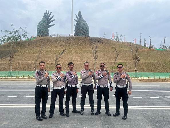 Personel BKO Sat Lantas Polres laksanakan Pengamanan rangkaian Peringatan HUT RI ke-79 di IKN Ibu Kota Nusantara